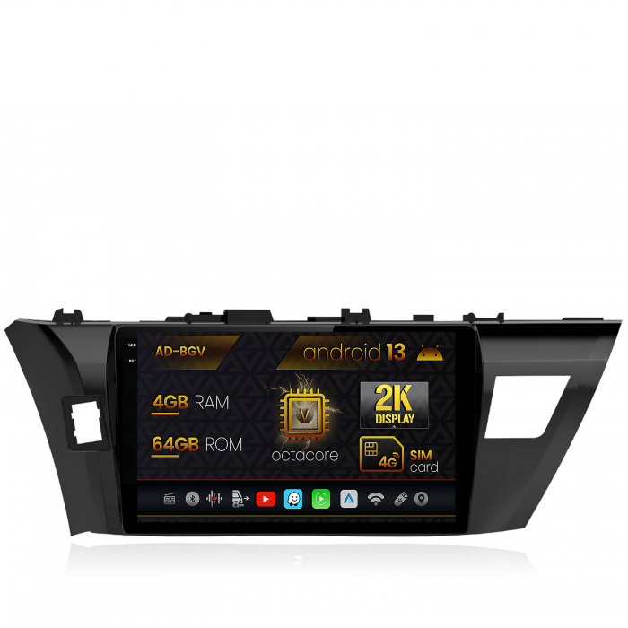Navigatie Toyota Corolla (2012-2016), Android 13, V-Octacore 4GB RAM + 64GB ROM, 10.36 Inch - AD-BGV10004+AD-BGRKIT076
