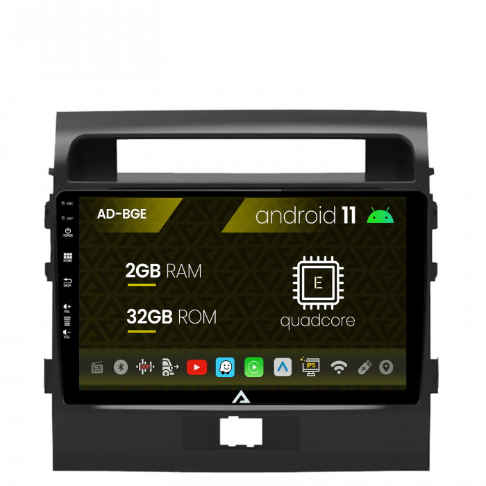 Navigatie Toyota Land Cruiser 200 (2007-2015), Android 11, E-Quadcore 2GB RAM + 32GB ROM, 9 Inch - AD-BGE9002+AD-BGRKIT075