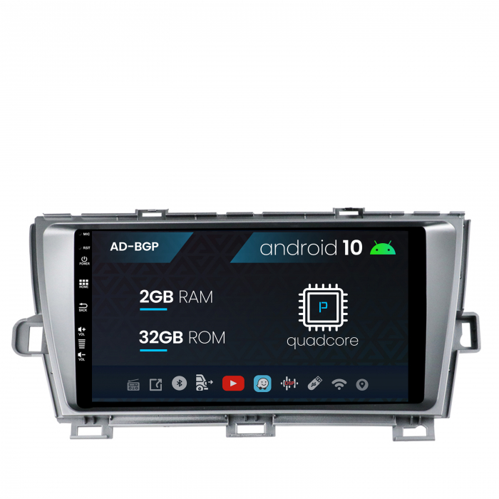 Navigatie toyota prius (2009-2014), android 10, p-quadcore 2gb ram + 32gb rom, 9 inch - ad-bgp9002+ad-bgrkit089