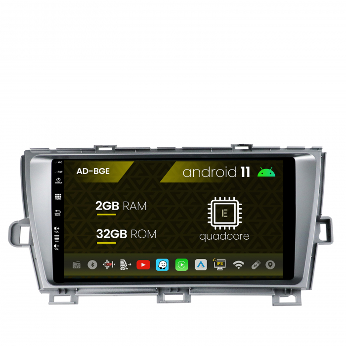 Navigatie toyota prius (2009-2014), android 11, e-quadcore 2gb ram + 32gb rom, 9 inch - ad-bge9002+ad-bgrkit089