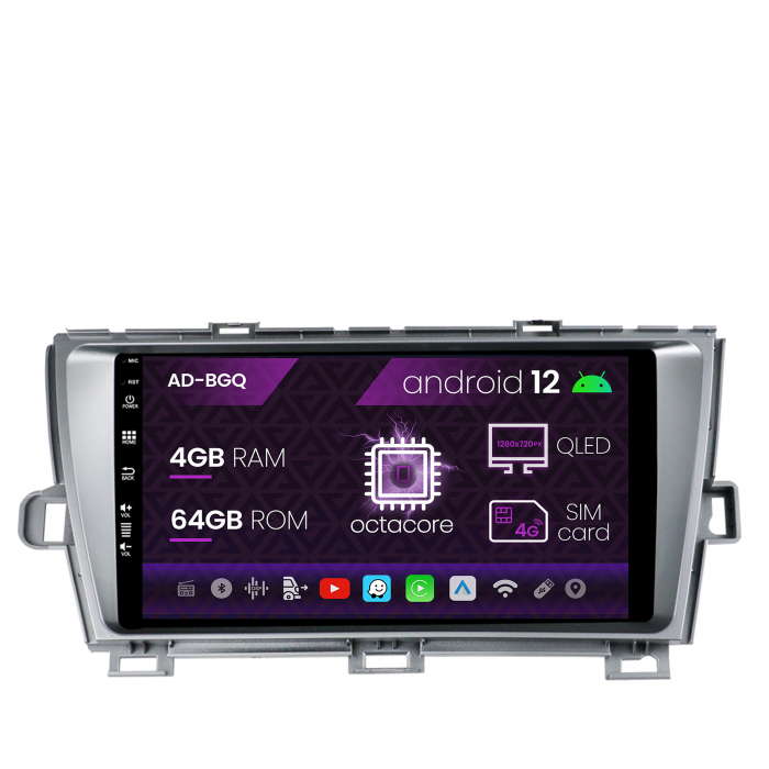 Navigatie toyota prius (2009-2014), android 12, q-octacore 4gb ram + 64gb rom, 9 inch - ad-bgq9004+ad-bgrkit089