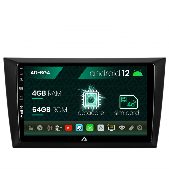 Navigatie Volkswagen Golf 6, Android 12, A-Octacore 4GB RAM + 64GB ROM, 9 Inch - AD-BGA9004+AD-BGRKIT024V2