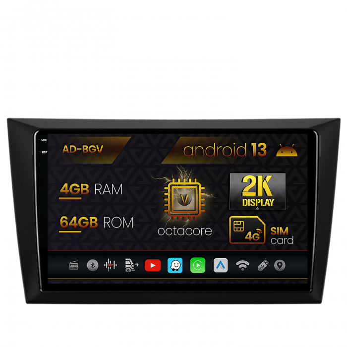 Navigatie Volkswagen Golf 6, Android 13, V-Octacore 4GB RAM + 64GB ROM, 9.5 Inch - AD-BGV9004+AD-BGRKIT024V2
