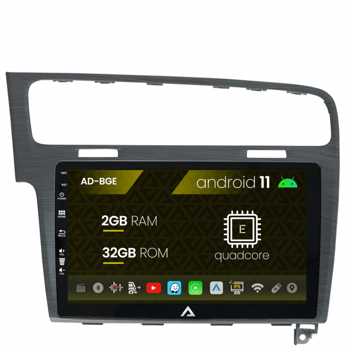 Navigatie volkswagen golf 7, android 11, e-quadcore 2gb ram + 32gb rom, 10.1 inch - ad-bge10002+ad-bgrkit023a