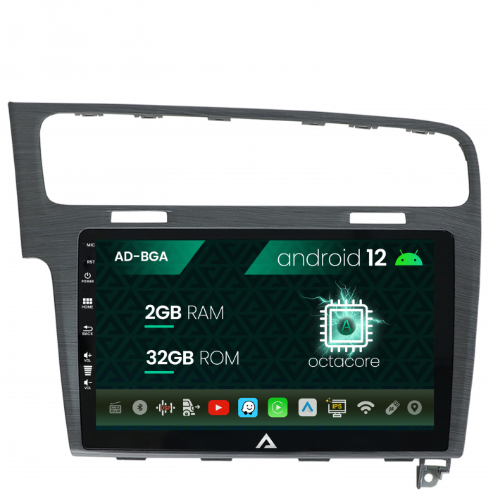 Navigatie volkswagen golf 7, android 12, a-octacore 2gb ram + 32gb rom, 10.1 inch - ad-bga10002+ad-bgrkit023a