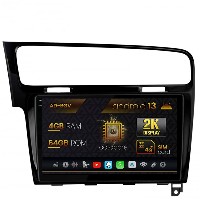 Navigatie Volkswagen GOLF 7, Android 13, V-Octacore 4GB RAM + 64GB ROM, 10.36 Inch - AD-BGV10004+AD-BGRKIT023B