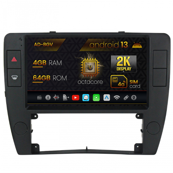 Navigatie Volkswagen Passat B5 5.5 (1996-2005), Android 13, V-Octacore 4GB RAM + 64GB ROM, 9.5 Inch - AD-BGV9004+AD-BGRKIT25OLD