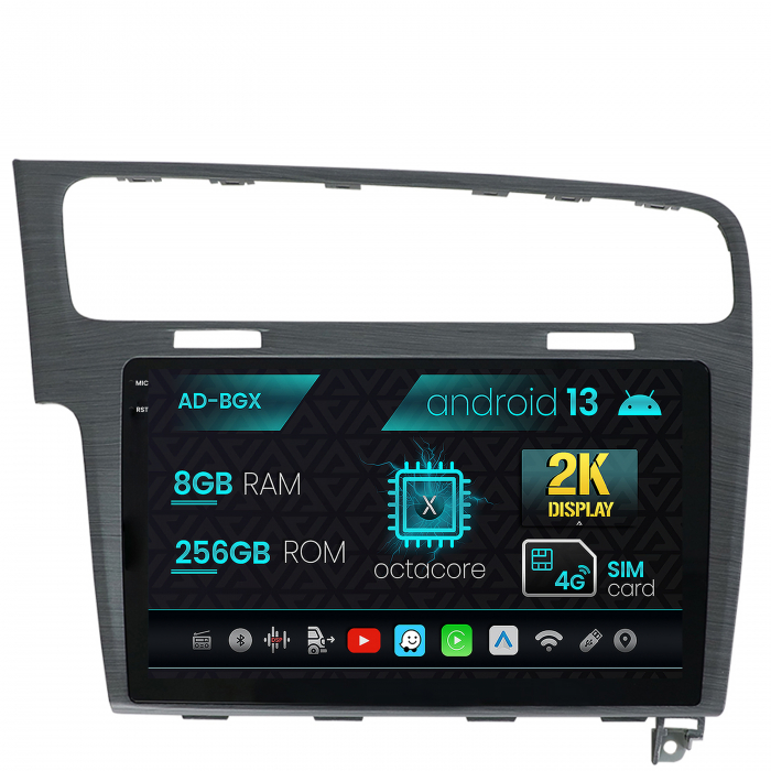 Navigatie volkswagen golf 7, android 13, x-octacore 8gb ram + 256gb rom, 10.36 inch - ad-bgx10008+ad-bgrkit023a