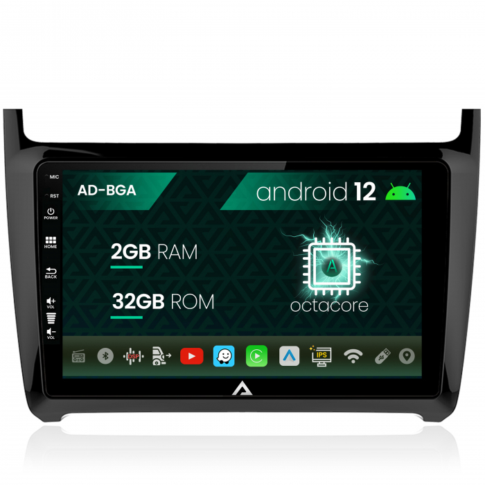 Navigatie volkswagen polo (2014+), android 12, a-octacore 2gb ram + 32gb rom, 9 inch - ad-bga9002+ad-bgrkit033