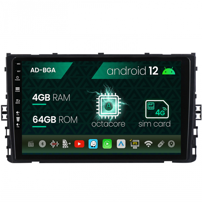Navigatie Volkswagen Polo (2018+), Android 12, A-Octacore 4GB RAM + 64GB ROM, 9 Inch - AD-BGA9004+AD-BGRKIT041