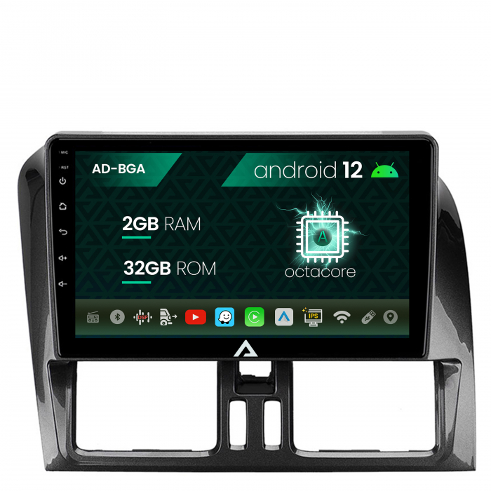 Navigatie Volvo XC60 (2008-2017), Android 12, A-Octacore 2GB RAM + 32GB ROM, 9 Inch - AD-BGA9002+AD-BGRKIT400