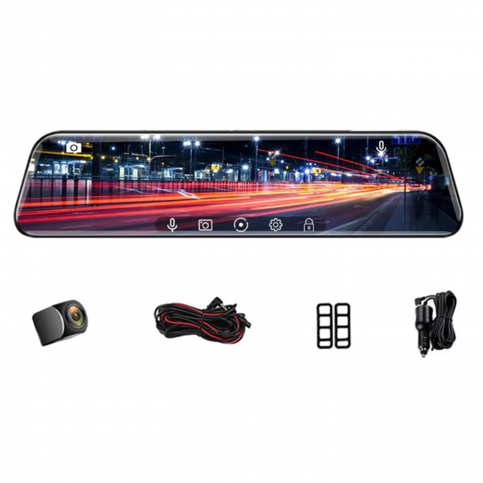 Oglinda DVR, 2K, 9.66" touch screen, CarPlay si Android Auto wireless, Control vocal, Monitorizare parcare, Camera marsarier - AD-BGCMXP7 [4]