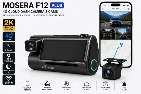 Camere înregistrare DVR trafic - Camera auto fata/spate 4G MOSERA Dashcam F12 Plus