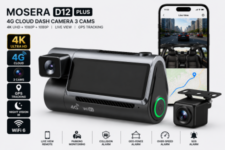 Camere înregistrare DVR trafic - Camera auto fata/spate 4G MOSERA Dashcam D12 Plus