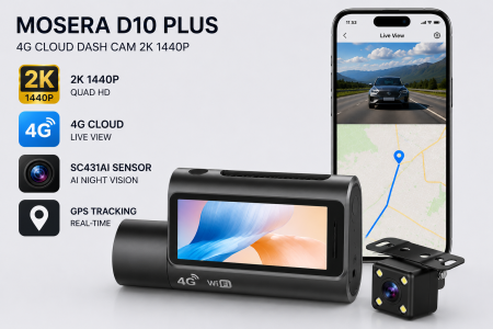 Camere înregistrare DVR trafic - Camera auto fata/spate 4G MOSERA Dashcam D10 Plus