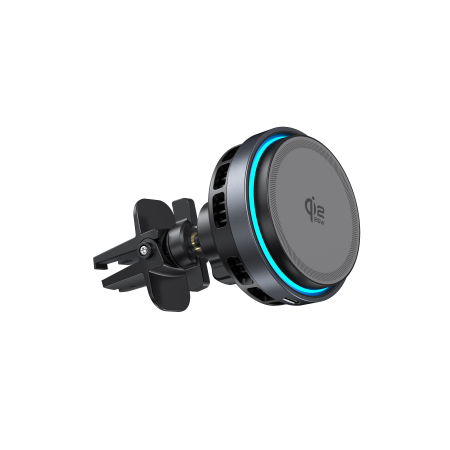 Suport Auto Magnetic pentru telefon cu Incarcare Wireless, MOSERA™ – Prindere Puternica, Indicator Luminos, Ventilator pentru Racire [3]