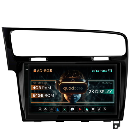 Navigatie 2K Volkswagen Golf 7, Android OS, S-Quadcore / 4GB RAM + 64GB ROM, 10.36 Inch - AD-BGS100042K+AD-BGRKIT023B