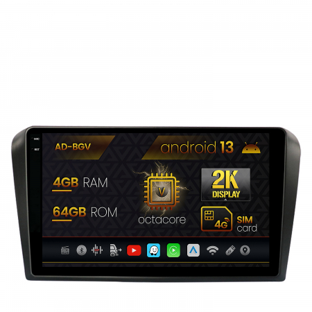Mazda 3 2003-2009 - Navigatie 2K Android 13 Mazda 3 4+64GB | AutoDrop.ro