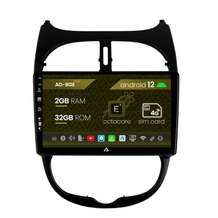 206 (1998-2012) - Carplay Android 12 Peugeot 206 2GB | AutoDrop.ro