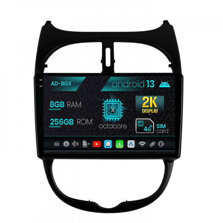 206 (1998-2012) - Navigatie Android 13 2K Peugeot 206 8+256GB | AutoDrop.ro