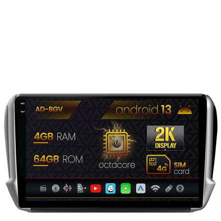 208 (2012-2019) - Navigatie Android 2K Peugeot 208/2008 4GB | AutoDrop.ro