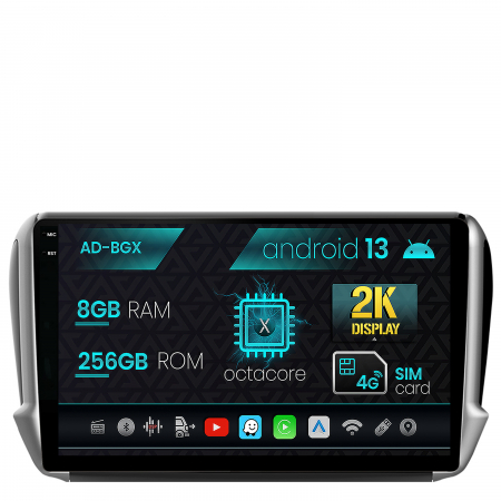 208 (2012-2019) - Navigatie Android 2K Peugeot 208/2008 8GB | AutoDrop.ro