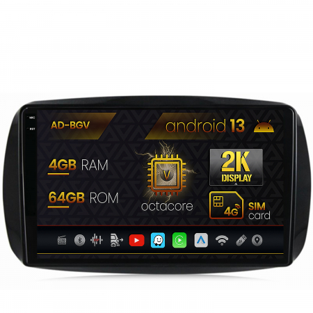 Smart FORTWO 2016 ->> - Carplay SMART Fortwo 2016-Prezent 4+64GB AD-BGV | AutoDrop