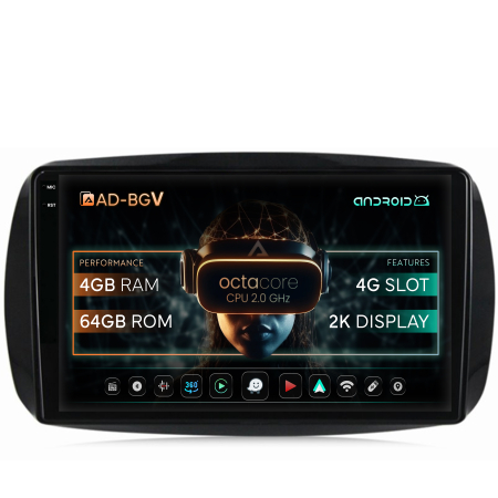 Smart FORTWO 2016 ->> - Carplay SMART Fortwo 2016-Prezent 4+64GB AD-BGV | AutoDrop