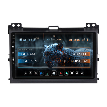Navigatie Toyota Prado J120 (2002 - 2010), Android 12, E-Octacore / 2GB RAM + 32GB ROM, 9 Inch - AD-BGE9002+AD-BGRKIT083