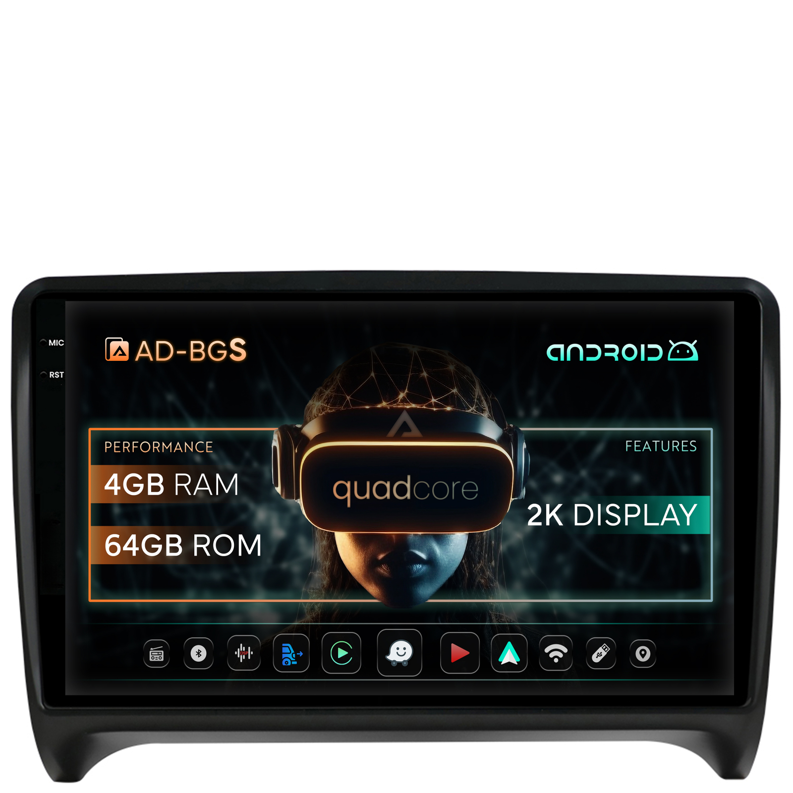 Navigatie 2K Audi TT, Android OS, S-Quadcore   4GB RAM + 64GB ROM, 9.5 Inch - AD-BGS90042K+AD-BGRKIT426