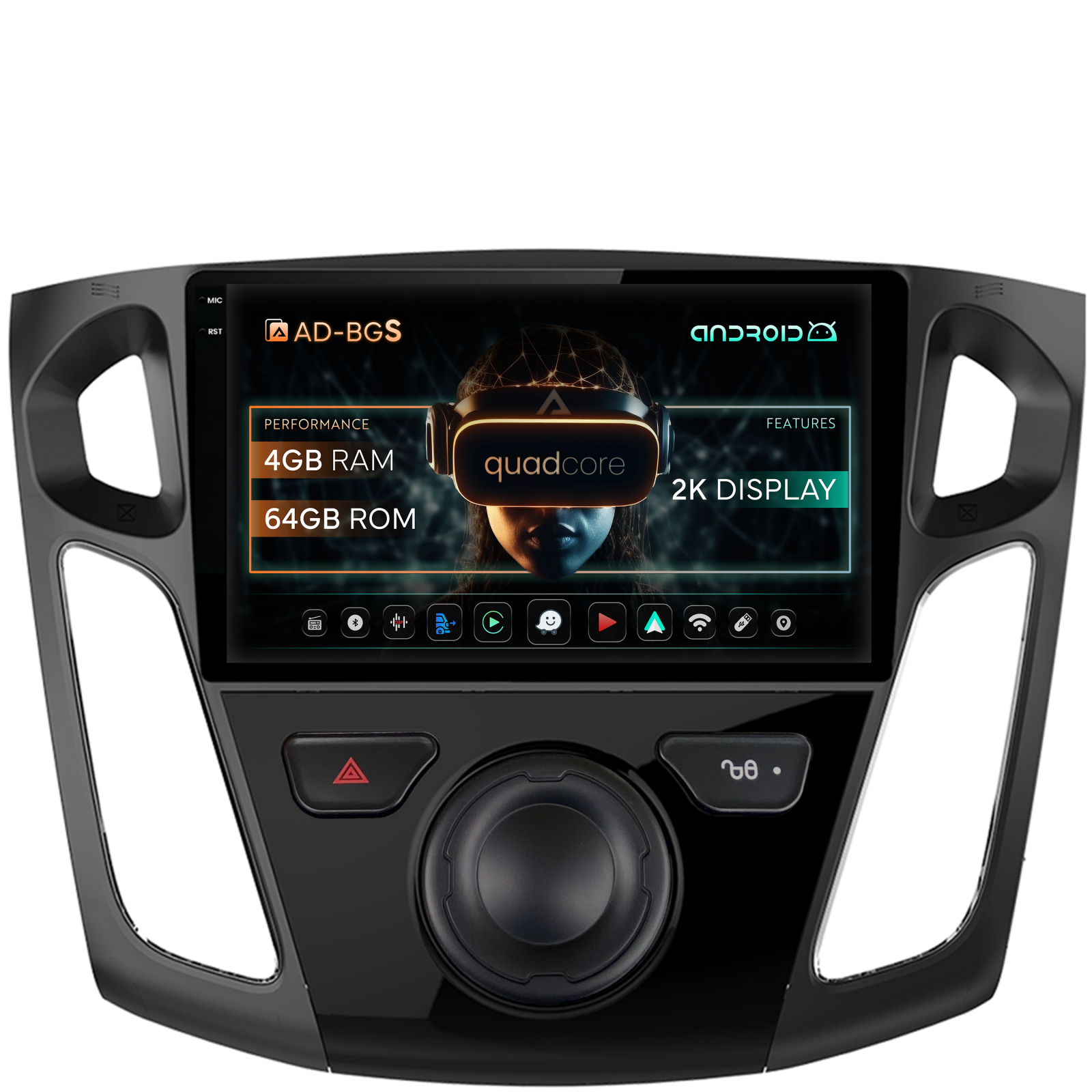 Navigatie 2K Ford Focus 3 (2011-2019), Android OS, S-Quadcore   4GB RAM + 64GB ROM, 9.5 Inch - AD-BGS90042K+AD-BGRKIT115