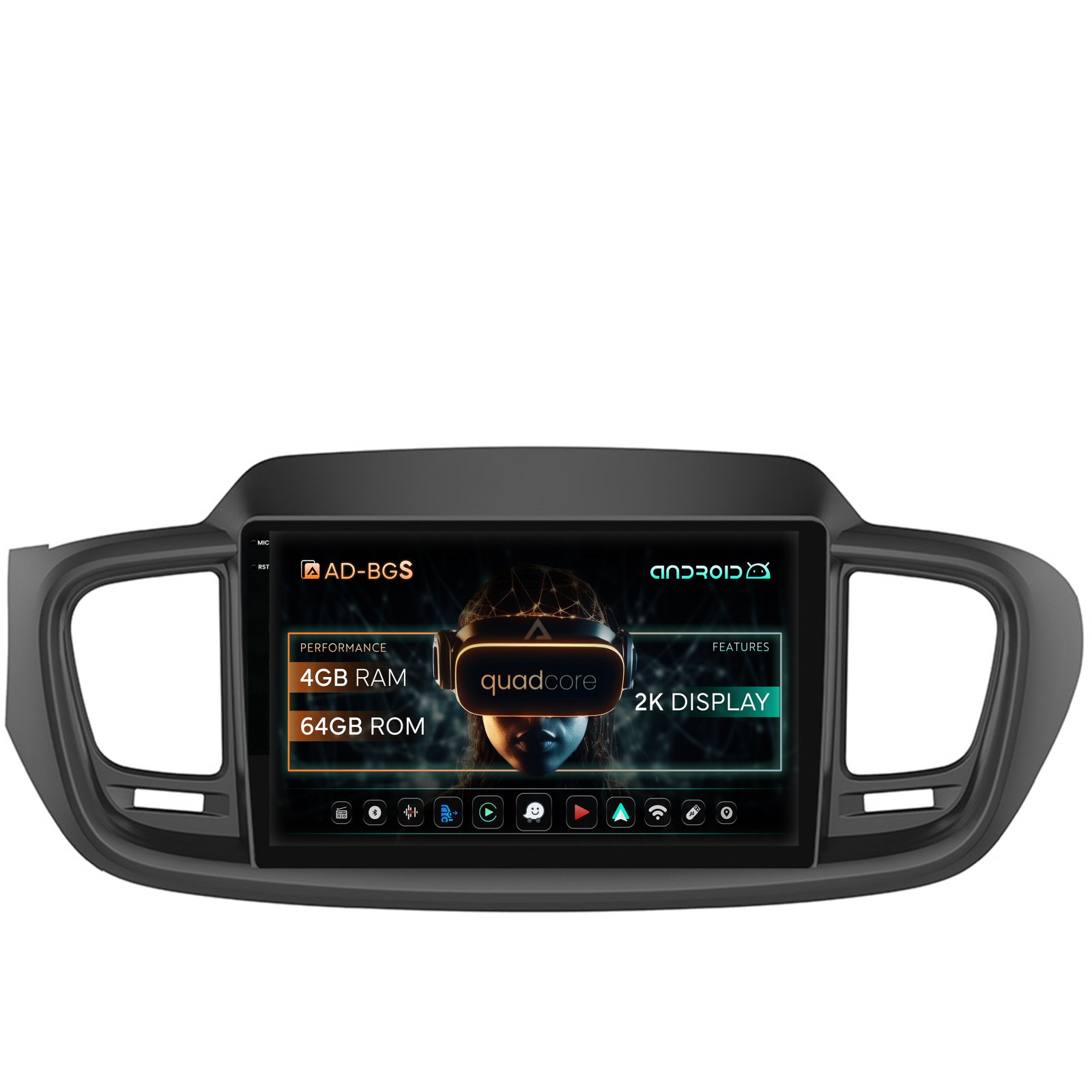 Navigatie 2K Kia Sorento (2014+), Android, S-Quadcore   4GB RAM + 64GB ROM, 10.36 Inch - AD-BGS100042K+AD-BGRKIT184