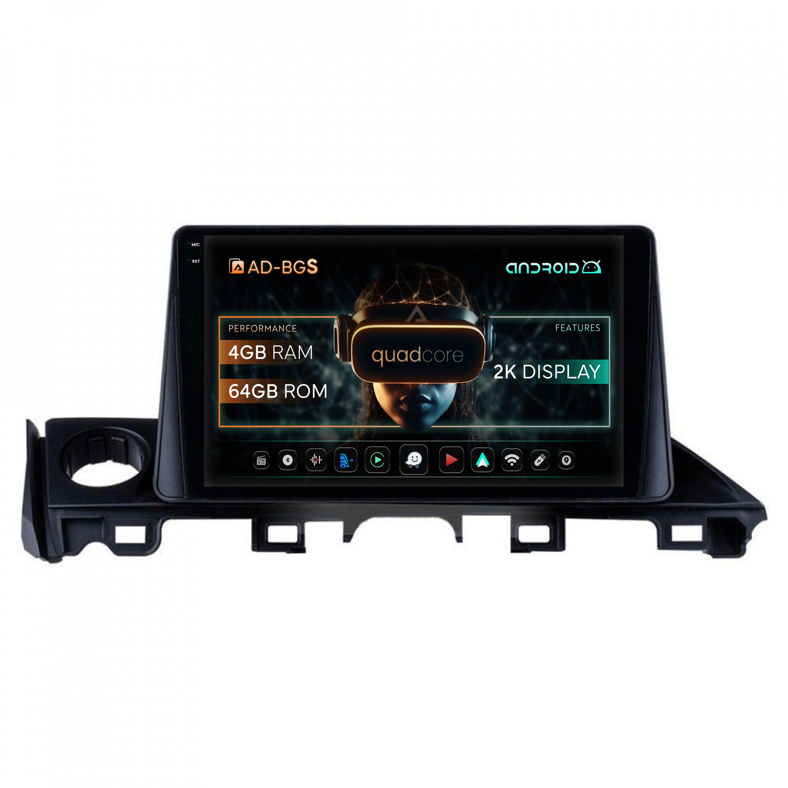 Navigatie 2K Mazda 6 lll (2015-2018), Android, S-Quadcore   4GB RAM + 64GB ROM, 9.5 Inch - AD-BGS90042K+AD-BGRKIT329
