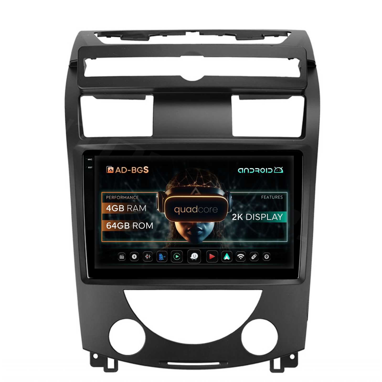 Navigatie 2K SsangYong Rexton (2006-2012), Android, S-Quadcore   4GB RAM + 64GB ROM, 10.36 Inch - AD-BGS100042K+AD-BGRKIT434