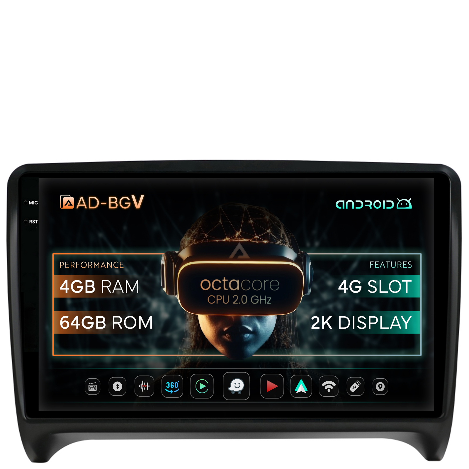 Navigatie Audi TT, Android 13, V-Octacore   4GB RAM + 64GB ROM, 9.5 Inch - AD-BGV9004+AD-BGRKIT426