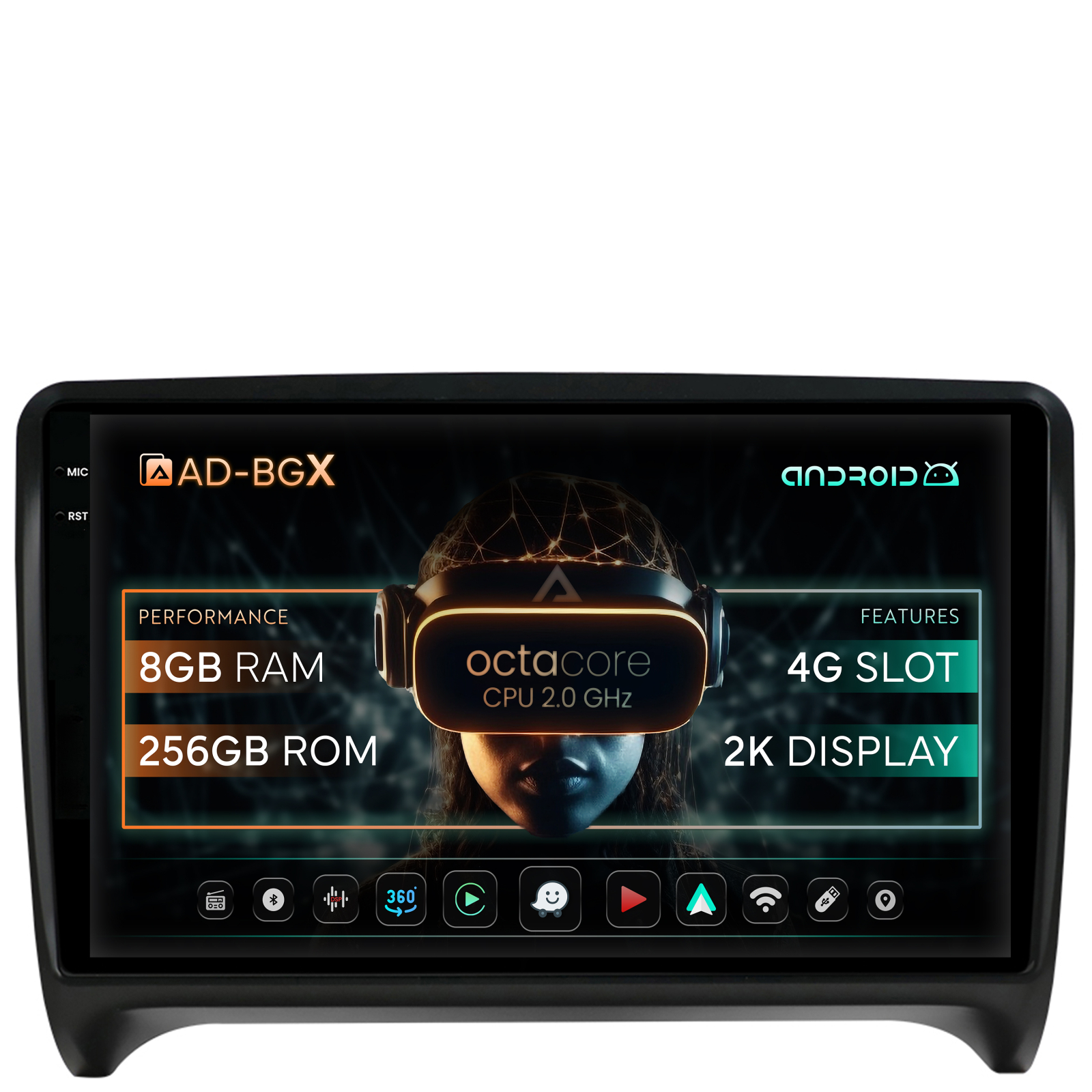 Navigatie Audi TT, Android 13, X-octacore   8GB RAM + 256GB ROM, 9.5 Inch - AD-BGX9008+AD-BGRKIT426