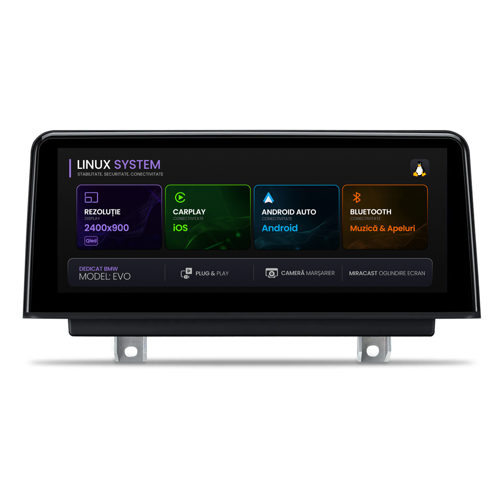 Navigatie BMW Seria 1 F20 F21 (2018-2019), Linux OS  OEM, Varianta EVO, CarPlay  Android Auto Wireless, MirrorLink, Camera AHD, 12.3 Inch -