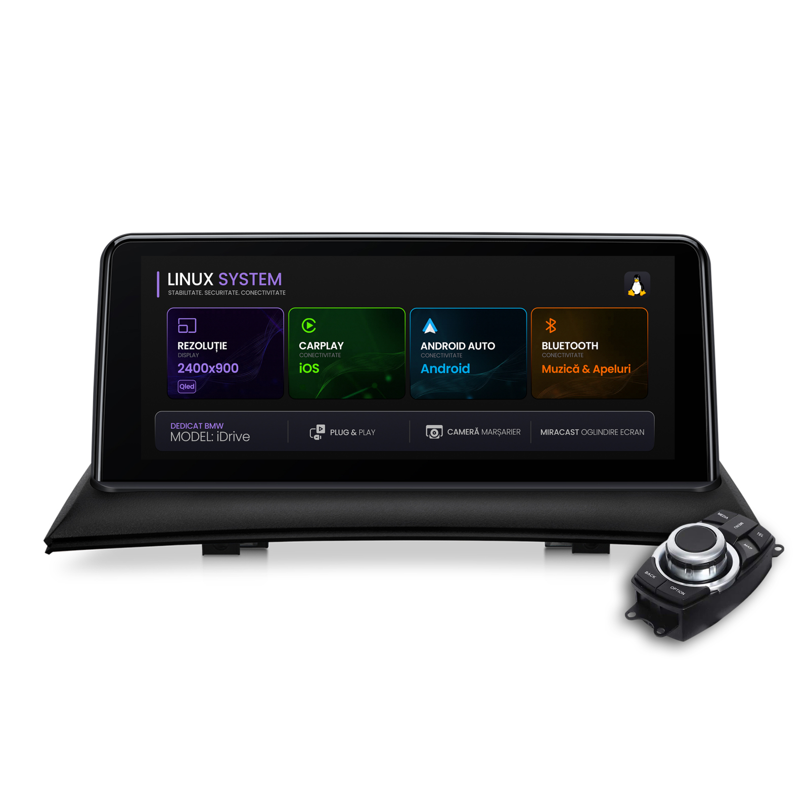 Navigatie BMW X3 E83 (2004-2009), Linux OS  OEM, Varianta iDrive, CarPlay  Android Auto Wireless, MirrorLink, Camera AHD, 12.3 Inch -