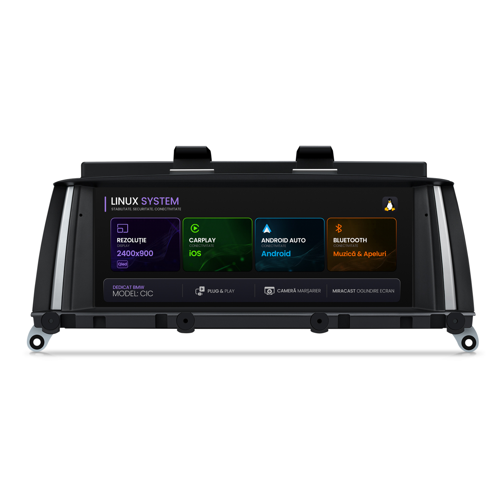 Navigatie BMW X3 F25 (2011-2013), Linux OS  OEM, Varianta CIC, CarPlay  Android Auto Wireless, MirrorLink, Camera AHD, 12.3 Inch -