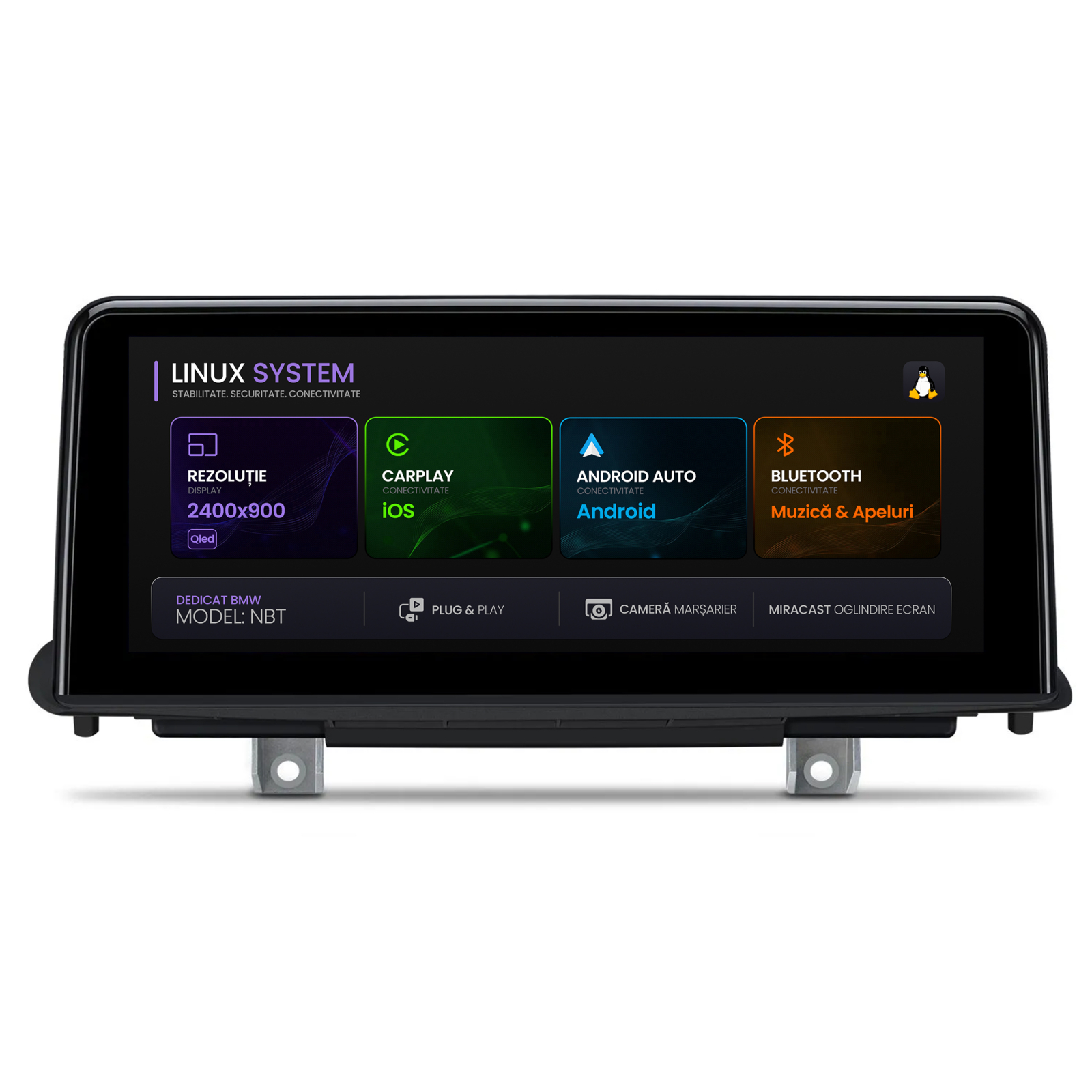 Navigatie BMW X5 F15   X6 F16 (2014-2017), Linux OS  OEM, Varianta NBT, CarPlay  Android Auto Wireless, MirrorLink, Camera AHD, 12.3 Inch -