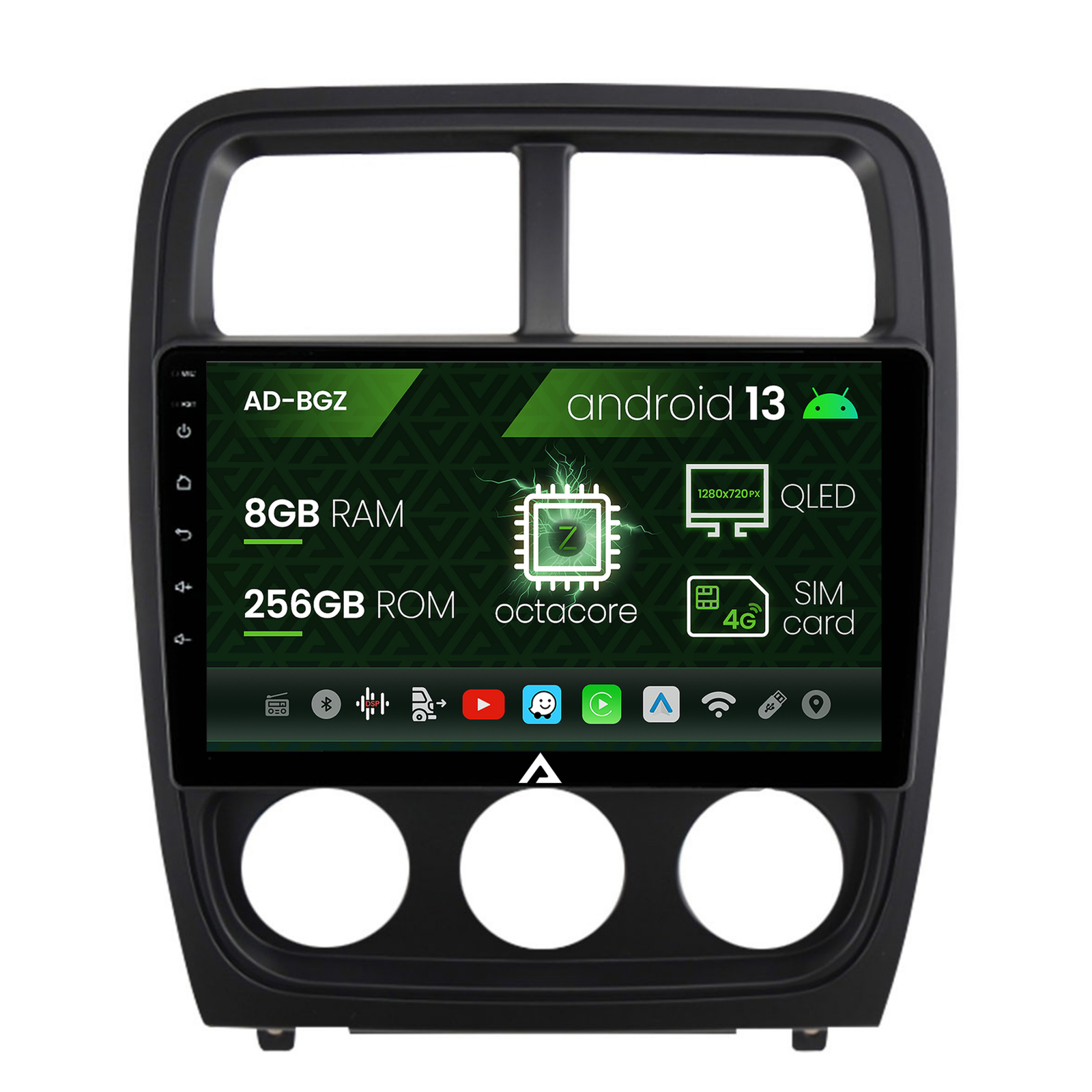 Navigatie Dodge Caliber (2010-2012), Android 13, Z-Octacore   8GB RAM + 256GB ROM, 9 Inch - AD-BGZ9008+AD-BGRKIT295V2