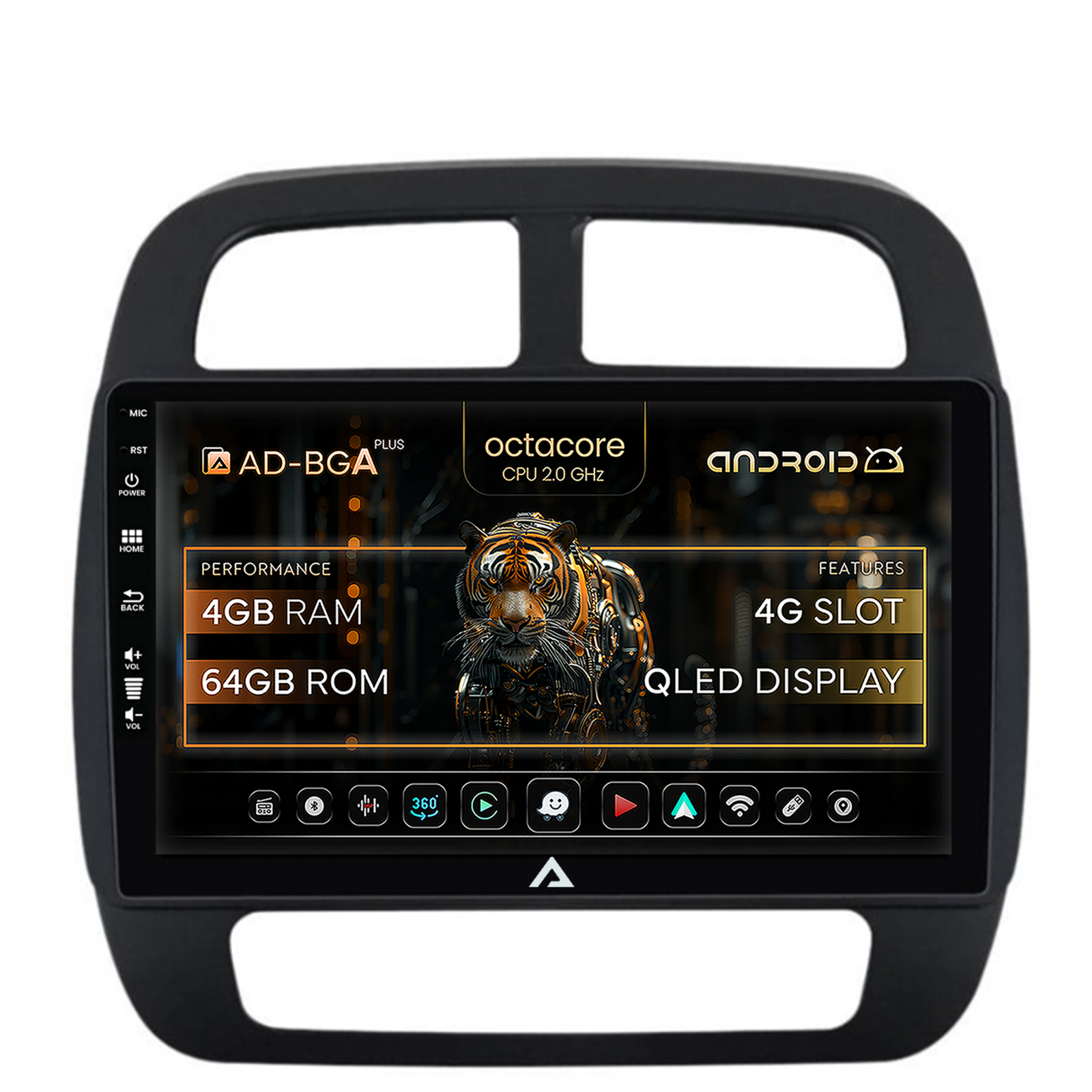 Navigatie Dacia Spring (2021- Prezent), Android, A-Octacore   4GB RAM + 64GB ROM, 9 Inch - AD-BGA9004+AD-BGRKIT366V4s