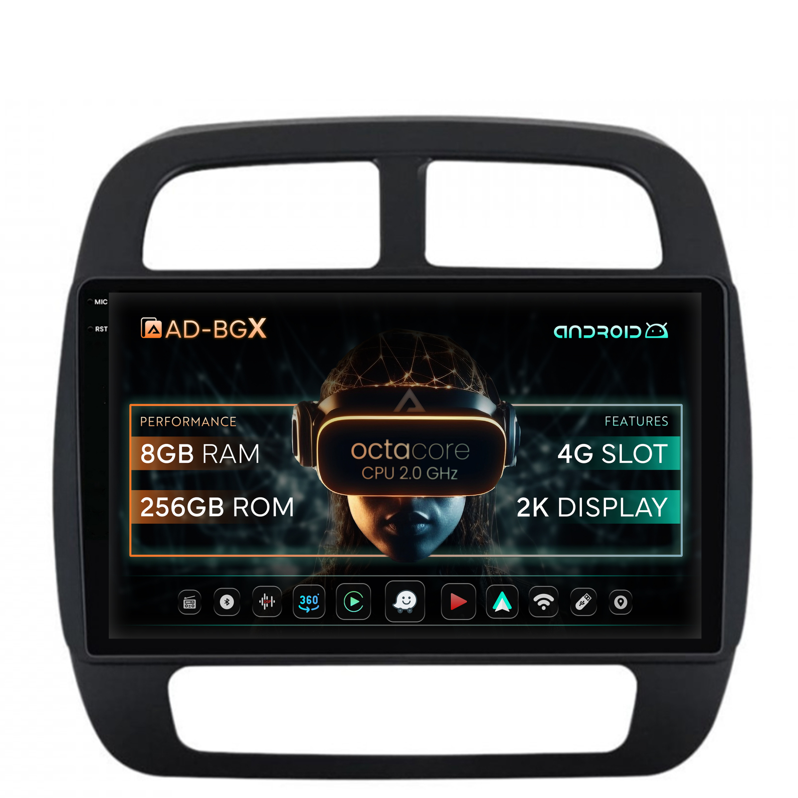 Navigatie Dacia Spring (2021- Prezent), Android, X-Octacore   8GB RAM + 256GB ROM, 9.5 Inch - AD-BGX9008+AD-BGRKIT366V4s