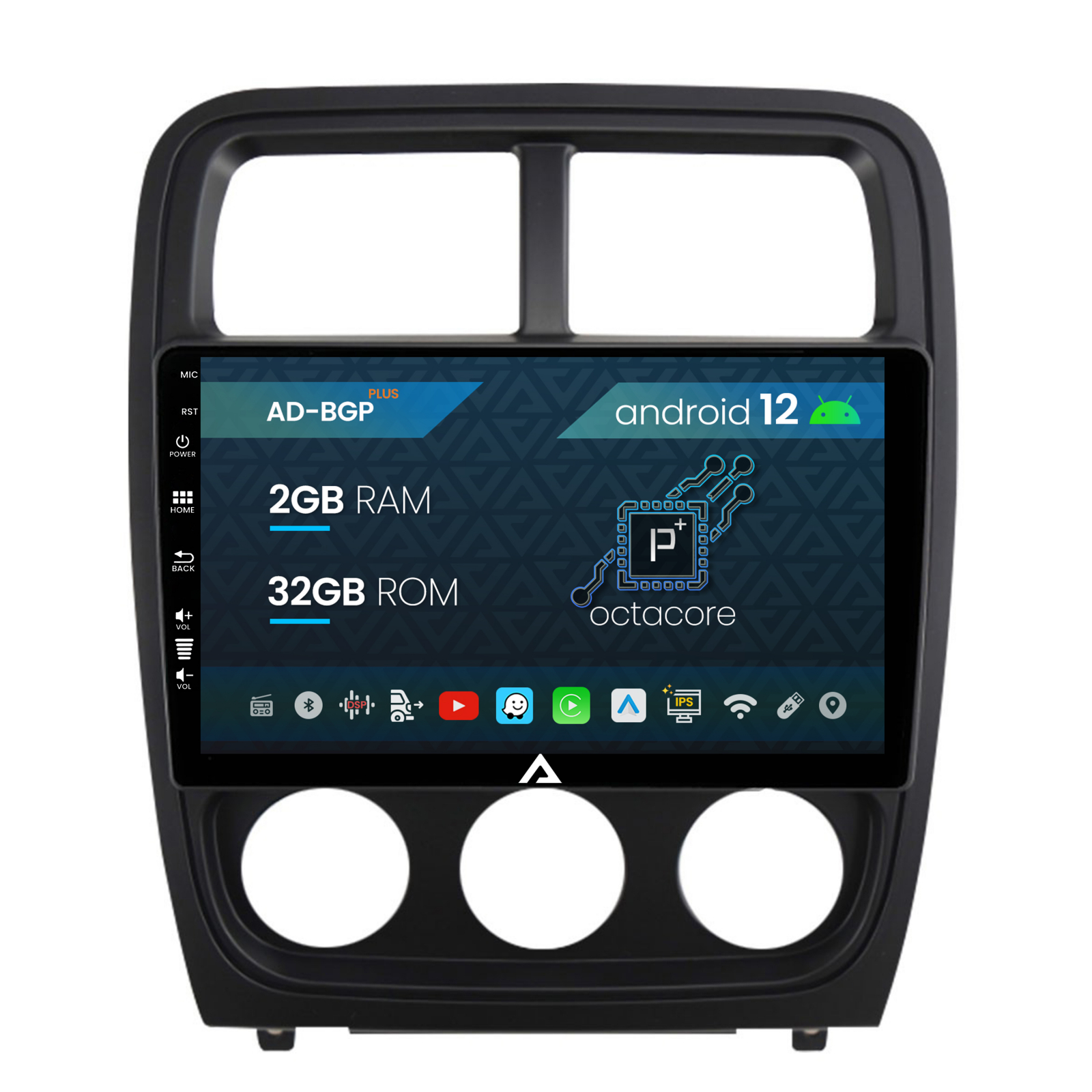 Navigatie Dodge Caliber (2010-2012), Android 12, P-Octacore   2GB RAM + 32GB ROM, 9 Inch - AD-BGP9002+AD-BGRKIT295V2