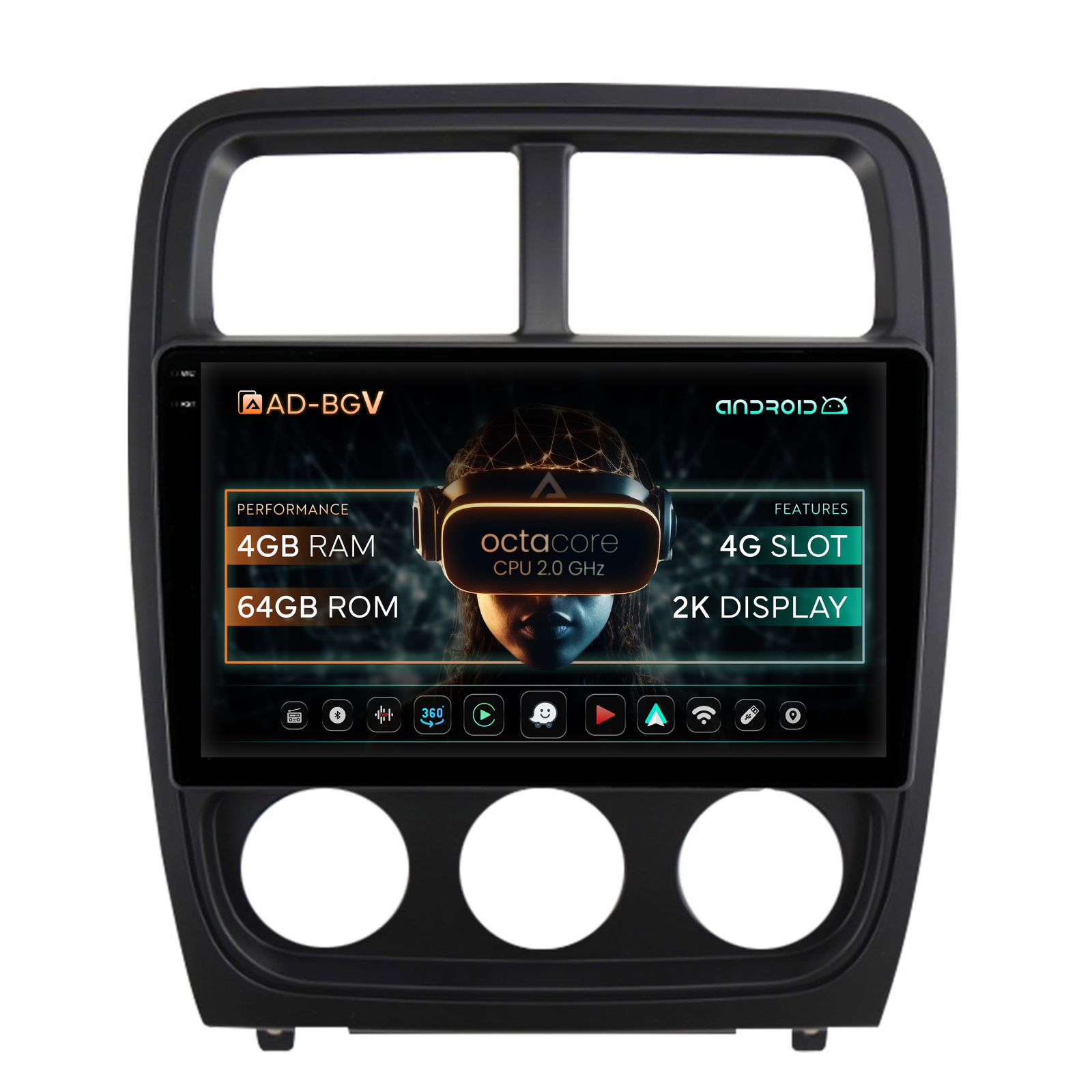 Navigatie Dodge Caliber (2010-2012), Android 13, V-Octacore   4GB RAM + 64GB ROM, 9.5 Inch - AD-BGV9004+AD-BGRKIT295V2