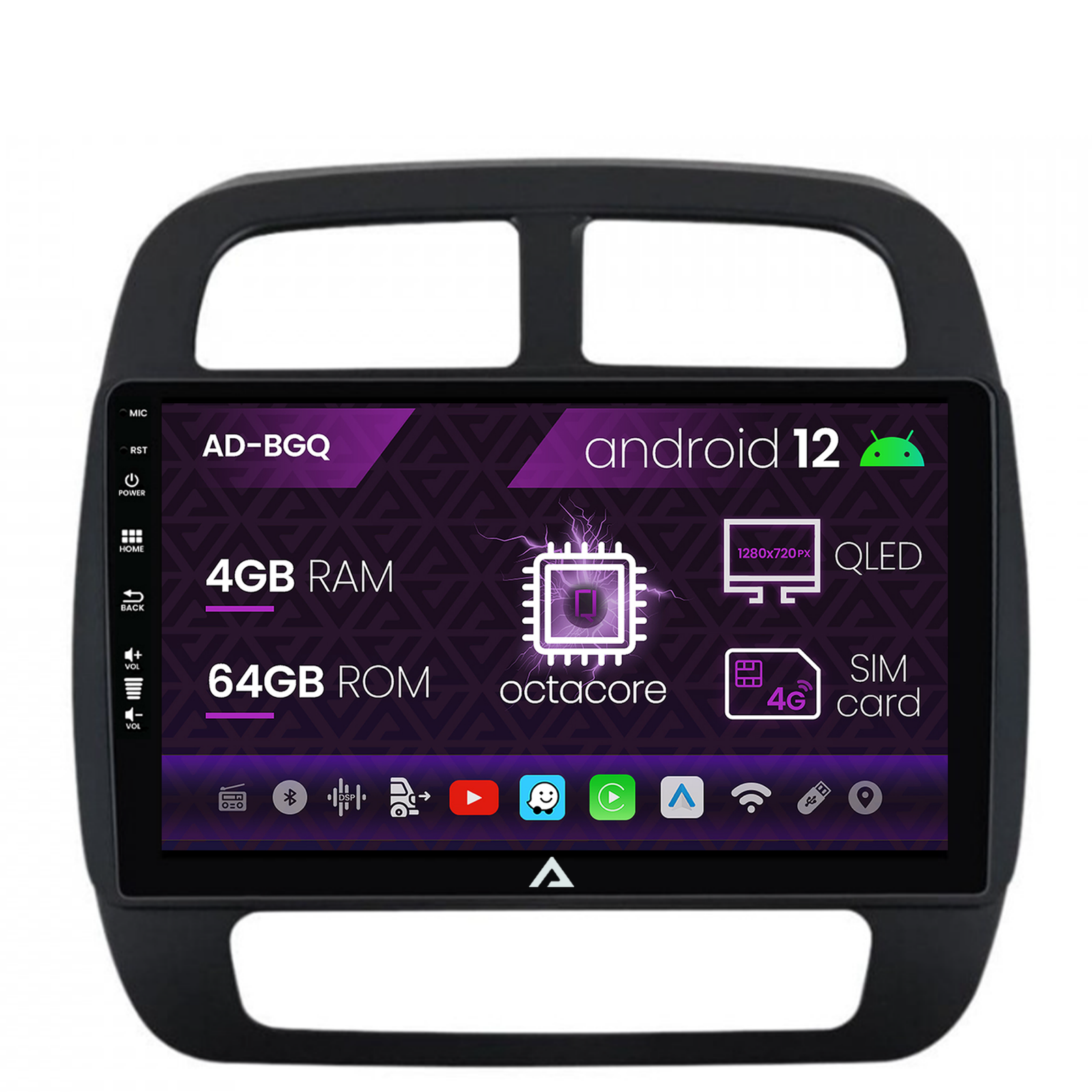 Navigatie Dacia Spring (2021- Prezent), Android 12, Q-Octacore   4GB RAM + 64GB ROM, 9 Inch - AD-BGQ9004+AD-BGRKIT366V4s