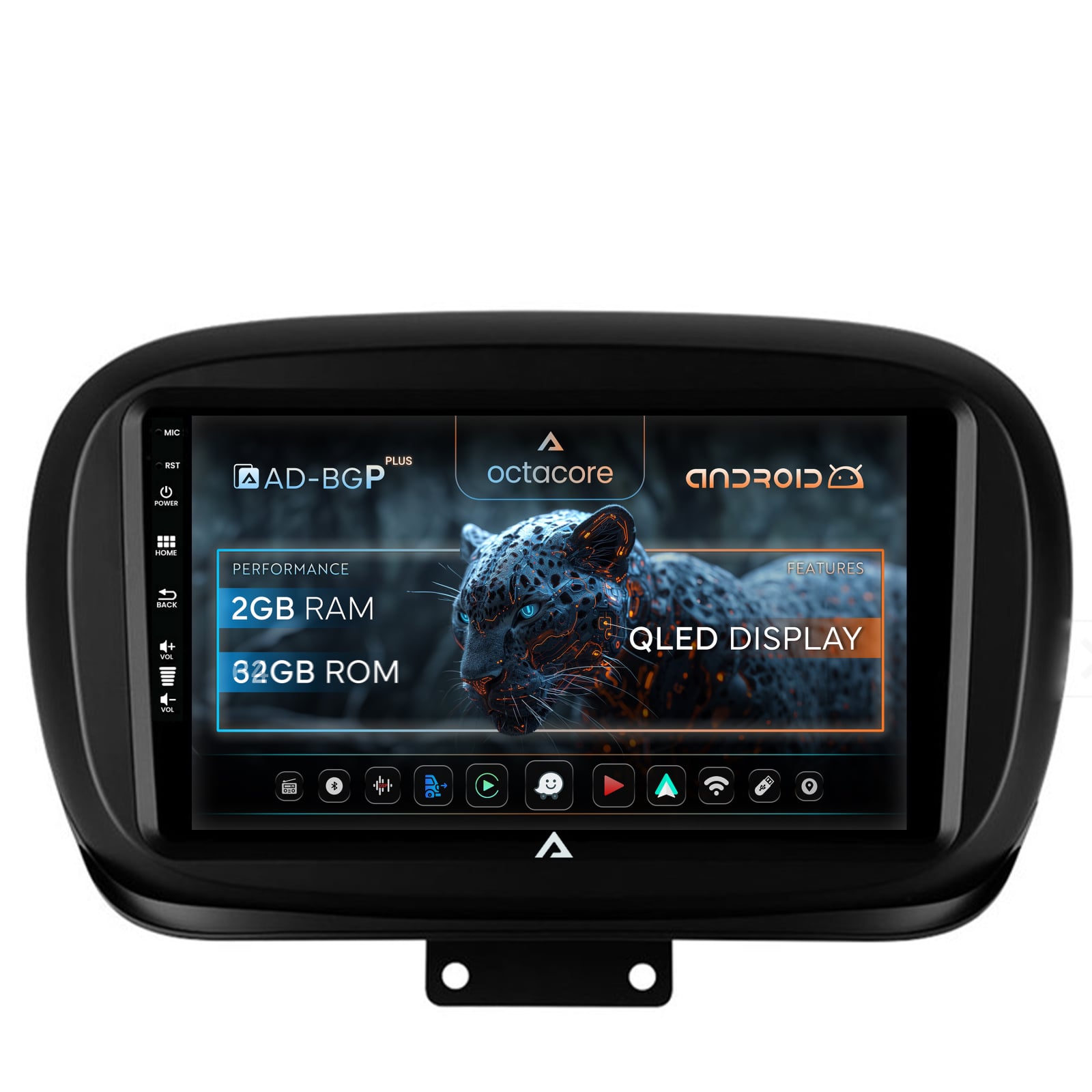 Navigatie Fiat 500X (2014-2020), Android 12, P-Octacore   2GB RAM + 32GB ROM, 9 Inch - AD-BGP9002+AD-BGRKIT362