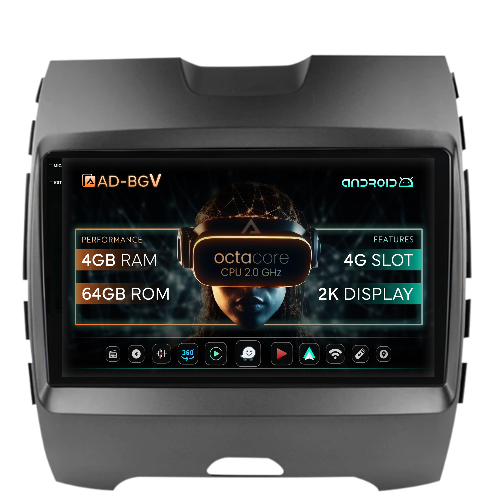 Navigatie Ford Edge (2016-2021), Android, V-Octacore   4GB RAM + 64GB ROM, 9.5 Inch - AD-BGV9004+AD-BGRKIT110