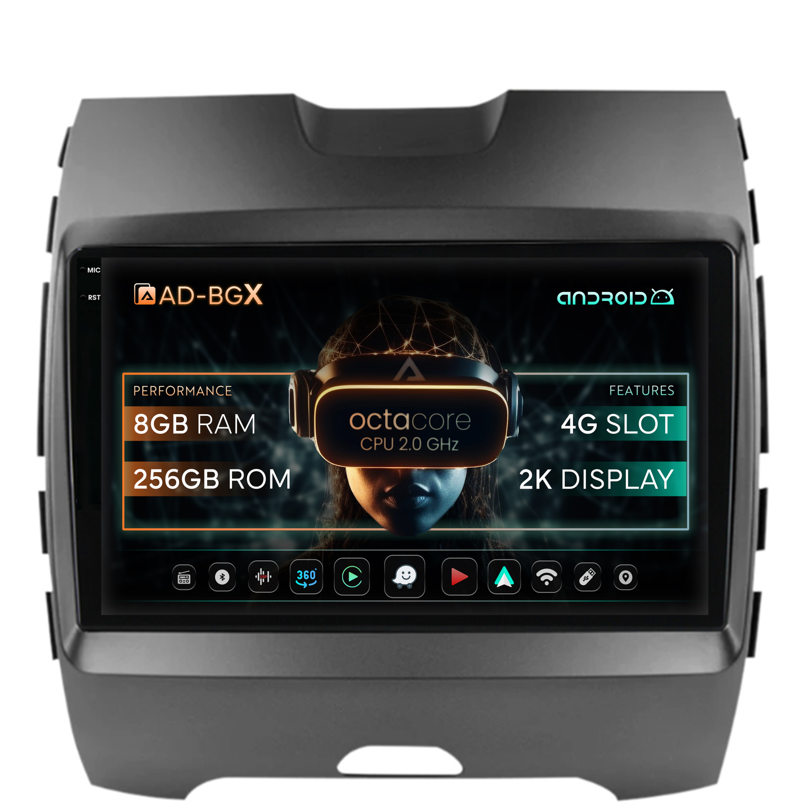 Navigatie Ford Edge (2016-2021), Android, X-Octacore   8GB RAM + 256GB ROM, 9.5 Inch - AD-BGX9008+AD-BGRKIT110