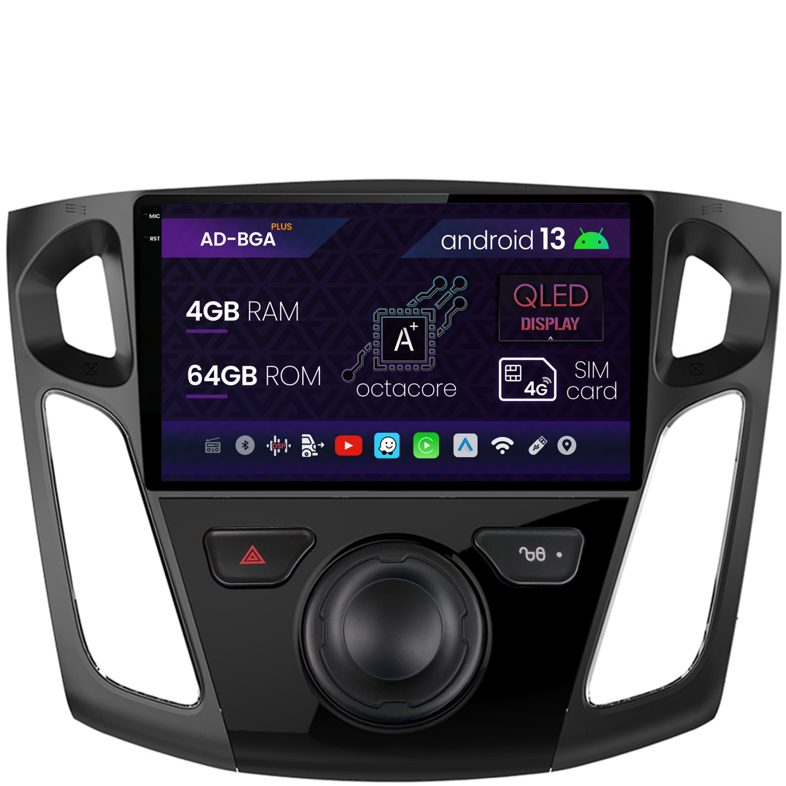 Navigatie Ford Focus 3 (2011-2019), Android 13, A-Octacore   4GB RAM + 64GB ROM, 9 Inch - AD-BGA9004+AD-BGRKIT115